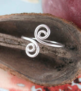 Double Spiral Knot Midi Toe Adjustable Wrap Ring Above Knuckle | Woot & Hammy